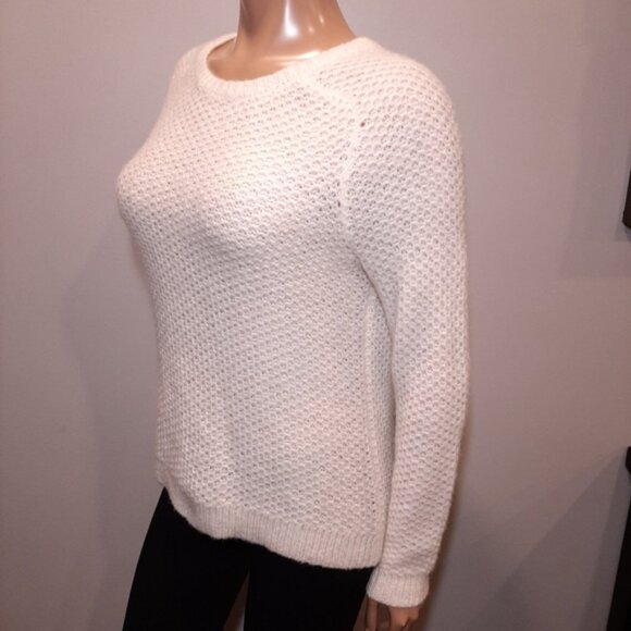 Ann Taylor Loft Mohair Blend Raglan Cut Sweater Fuzzy Semi Sheer Open Knit - Picture 4 of 12